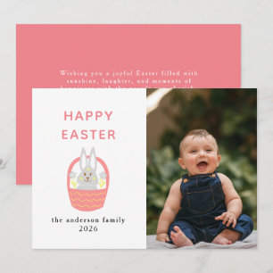 Elegant Modern Bunny Happy Easter Photo Holiday Card