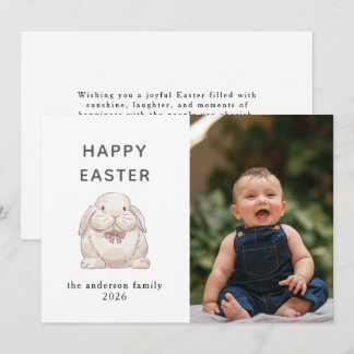 Elegant Modern Bunny Happy Easter Photo Holiday Card