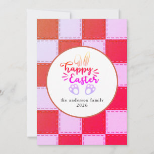 Elegant Modern Bunny Patterns Happy Easter Photo Holiday Card
