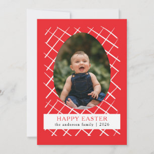Elegant Modern Bunny Patterns Happy Easter Photo Holiday Card