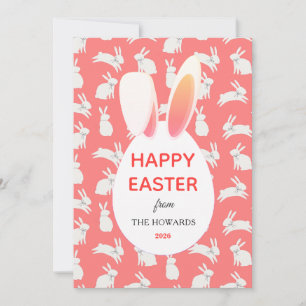 Elegant Modern Bunny Patterns Happy Easter Photo Holiday Card
