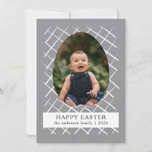 Elegant Modern Bunny Patterns Happy Easter Photo Holiday Card