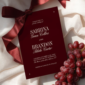 Elegant Modern Burgundy & Ivory Formal Wedding Invitation