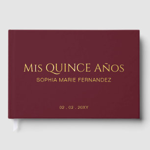 Elegant Modern Burgundy Quinceañera Guest Book