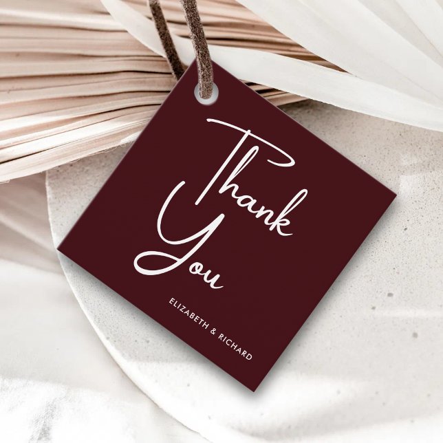 Elegant & Modern Burgundy Wedding Favour Tags (Creator Uploaded)