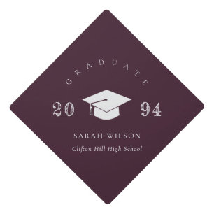 Elegant Modern Burgundy Wine Minimal Simple Graduation Cap Topper