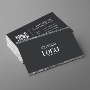 Elegant Modern Business Logo QR Code Greek Meander Business Card