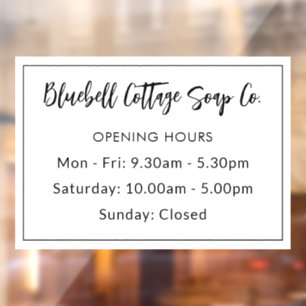 Elegant Modern Business Opening Hours  Window Cling