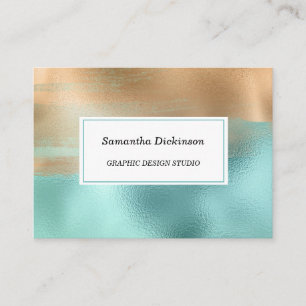 Elegant Modern Caffe Latte  and  Turquoise  Business Card