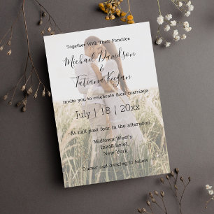elegant modern calligraph photo overlay wedding invitation
