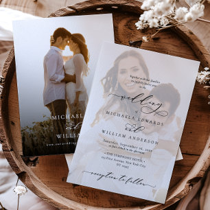 Elegant Modern Calligraphy 2-Photo Wedding Invitation