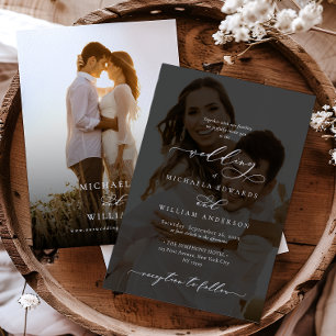 Elegant Modern Calligraphy 2-Photo Wedding Invitation
