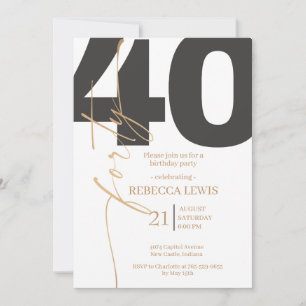 Elegant Modern Calligraphy 40th Adult Birthday Invitation