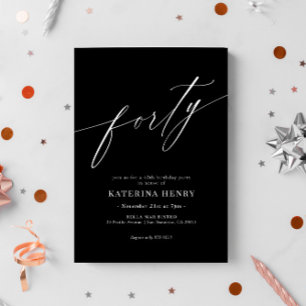 Elegant Modern Calligraphy 40th Birthday Invitatio Invitation