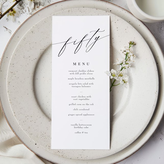 Elegant Modern Calligraphy 50th Birthday Menu (Creator Uploaded)