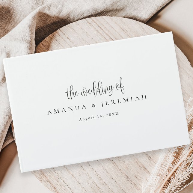 Elegant Modern Calligraphy Black and White Wedding Guest Book (Creator Uploaded)