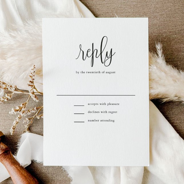 Elegant Modern Calligraphy Black and White Wedding RSVP Card (Creator Uploaded)