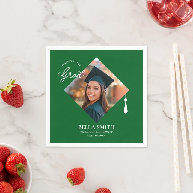 Elegant Modern Calligraphy Custom Graduation Photo Napkin (Insitu)
