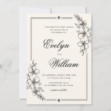 Elegant Modern Calligraphy Floral Wedding