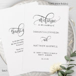 Elegant, Modern Calligraphy Folded Wedding Program<br><div class="desc">Welcome your guest with this exquisite wedding ceremony program, featuring gorgeous modern hand written calligraphy details. Elegant, simple and sleek design. Ability to personalize text in all sides. NOTE: this programs arrive flat and require folding down the middle to assemble. The default value paper is recommended. For a clean fold...</div>