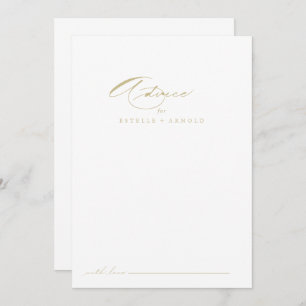 Elegant Modern Calligraphy Gold Wedding  Advice Card