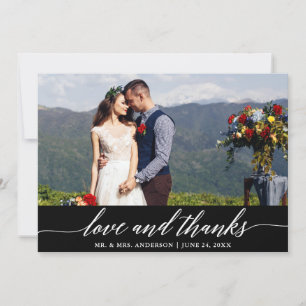 Elegant Modern Calligraphy Love Thanks Wedding B Thank You Card