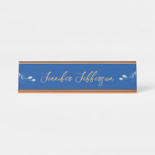 Elegant Modern Calligraphy Name Professional Blue Desk Name Plate