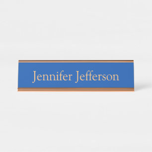 Elegant Modern Calligraphy Name Professional Blue Desk Name Plate