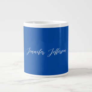 Elegant Modern Calligraphy Name Professional Blue Large Coffee Mug