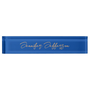 Elegant Modern Calligraphy Name Professional Blue Nameplate