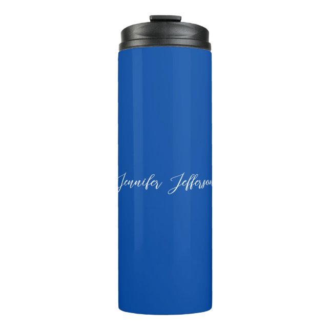 Elegant Modern Calligraphy Name Professional Blue Thermal Tumbler (Front)