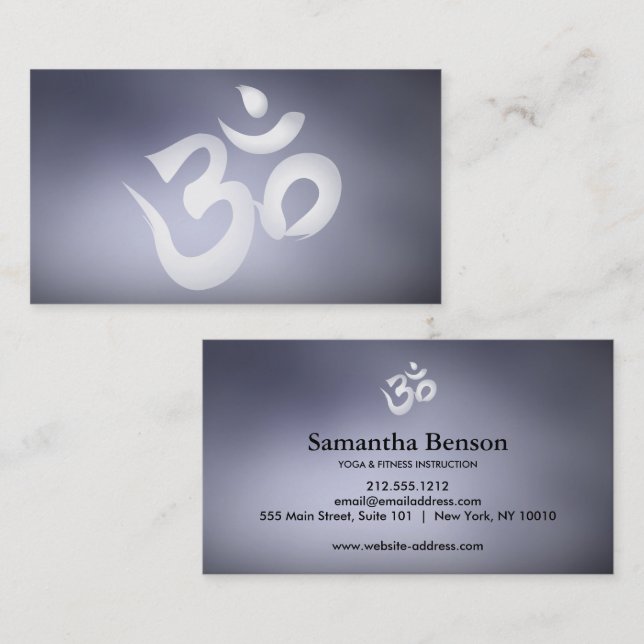 Elegant Modern Calligraphy Om Logo Yoga Business Card (Front/Back)
