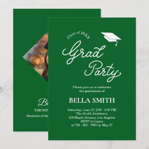 Elegant Modern Calligraphy Photo Graduation Party  Invitation