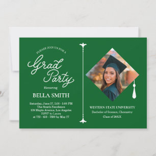 Elegant Modern Calligraphy Photo Graduation Party  Invitation