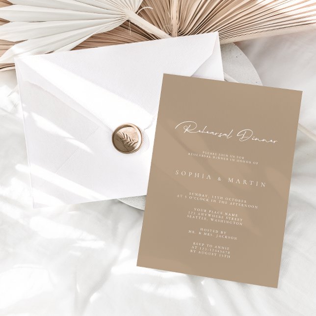 Elegant Modern Calligraphy Rehearsal Dinner Invita Invitation (Creator Uploaded)