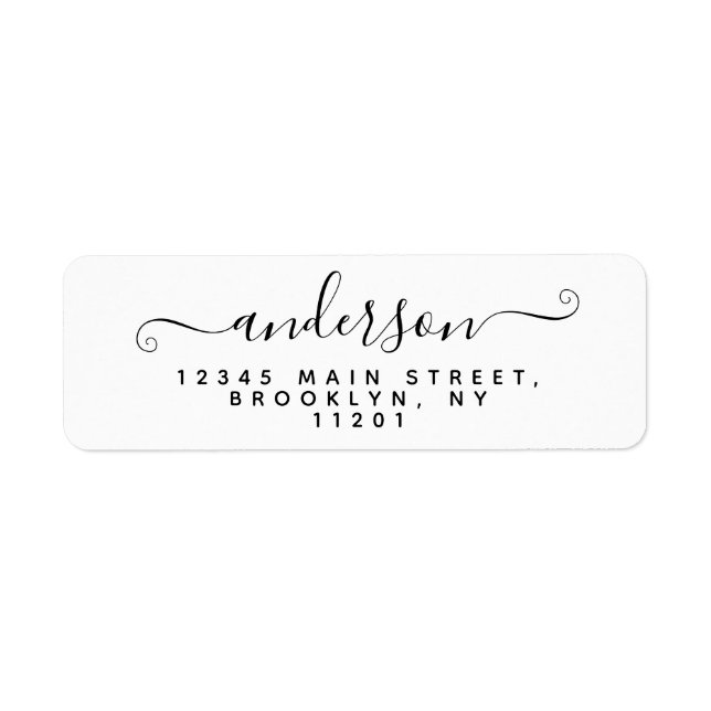 Elegant Modern Calligraphy Script Black Last Name  (Front)