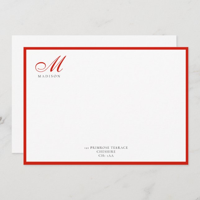 Elegant Modern Calligraphy Script Candy Red Card (Front/Back)