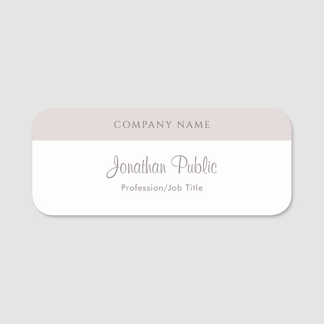 Elegant Modern Calligraphy Script Name Template Tag (Front)
