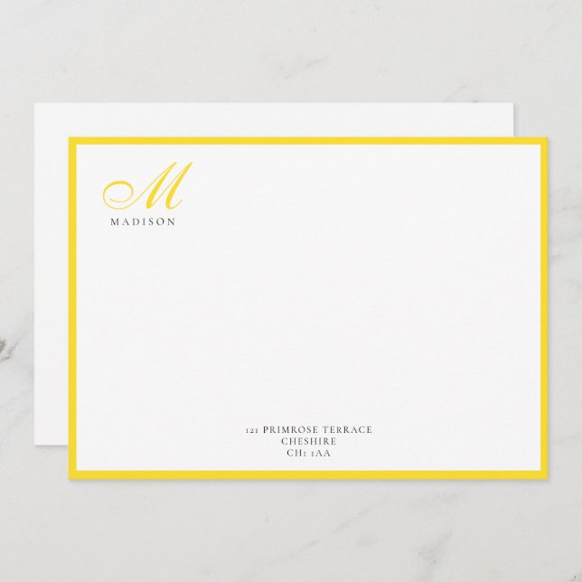 Elegant Modern Calligraphy Script Pineapple Yellow Card (Front/Back)
