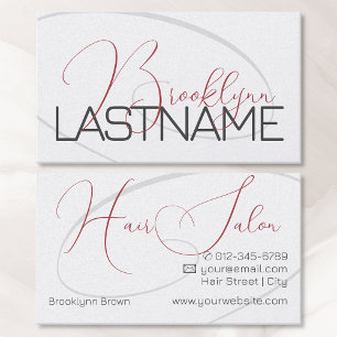 Elegant Modern Calligraphy Signature Hair Salon  Business Card
