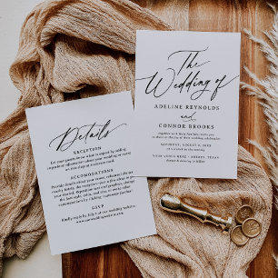 Elegant Modern Calligraphy Wedding All in One Invitation