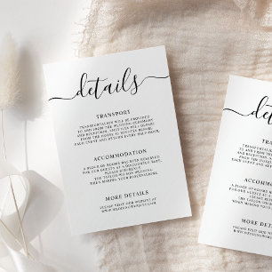 Elegant Modern Calligraphy Wedding Details Enclosure Card