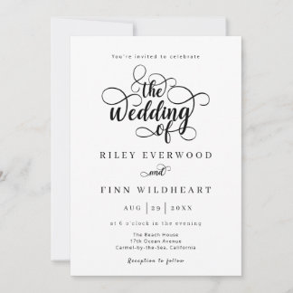 Elegant Modern Calligraphy Wedding Invitation