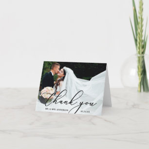 Elegant Modern Calligraphy Wedding Note Thank You Card