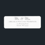 Elegant Modern Calligraphy Wedding Return Address<br><div class="desc">A simple, modern, elegant and classy typography and calligraphy wedding design for a personalized Mr. and Mrs. wedding return address label featuring modern calligraphy for the Mr. and Mrs. title and classic, traditional typography for the names and the address. Something new, something old... A lovely choice for weddings, anniversaries or...</div>