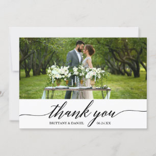Elegant Modern Calligraphy Wedding Thank You Card