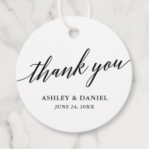 Elegant Modern Calligraphy Wedding Thank You Favour Tags