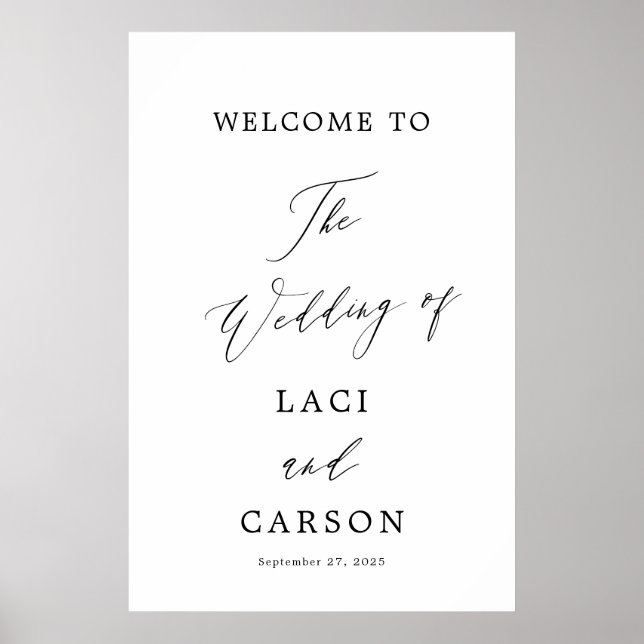 Elegant Modern Calligraphy Wedding Welcome Sign (Front)