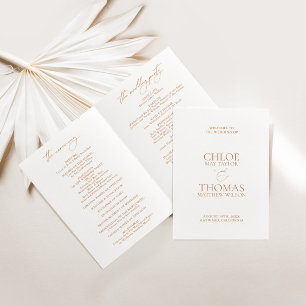Elegant Modern Calligraphy White Wedding Folder Program