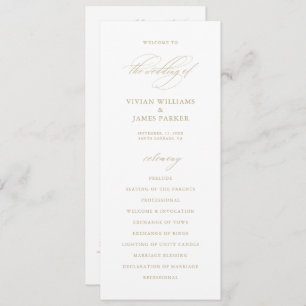 Elegant Modern Calligraphy White Wedding Program